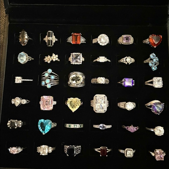 Lot of 36 Sterling Silver .925 gemstone rings lot 2